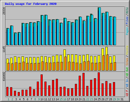 Daily usage for February 2020