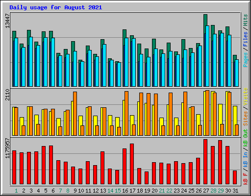 Daily usage for August 2021
