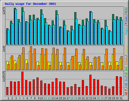 Daily usage for December 2021