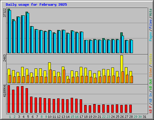 Daily usage for February 2025